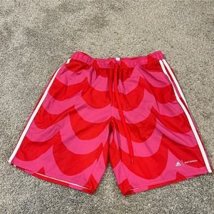 Adidas Red and Pink Gym Marimekko Shorts Size Large
